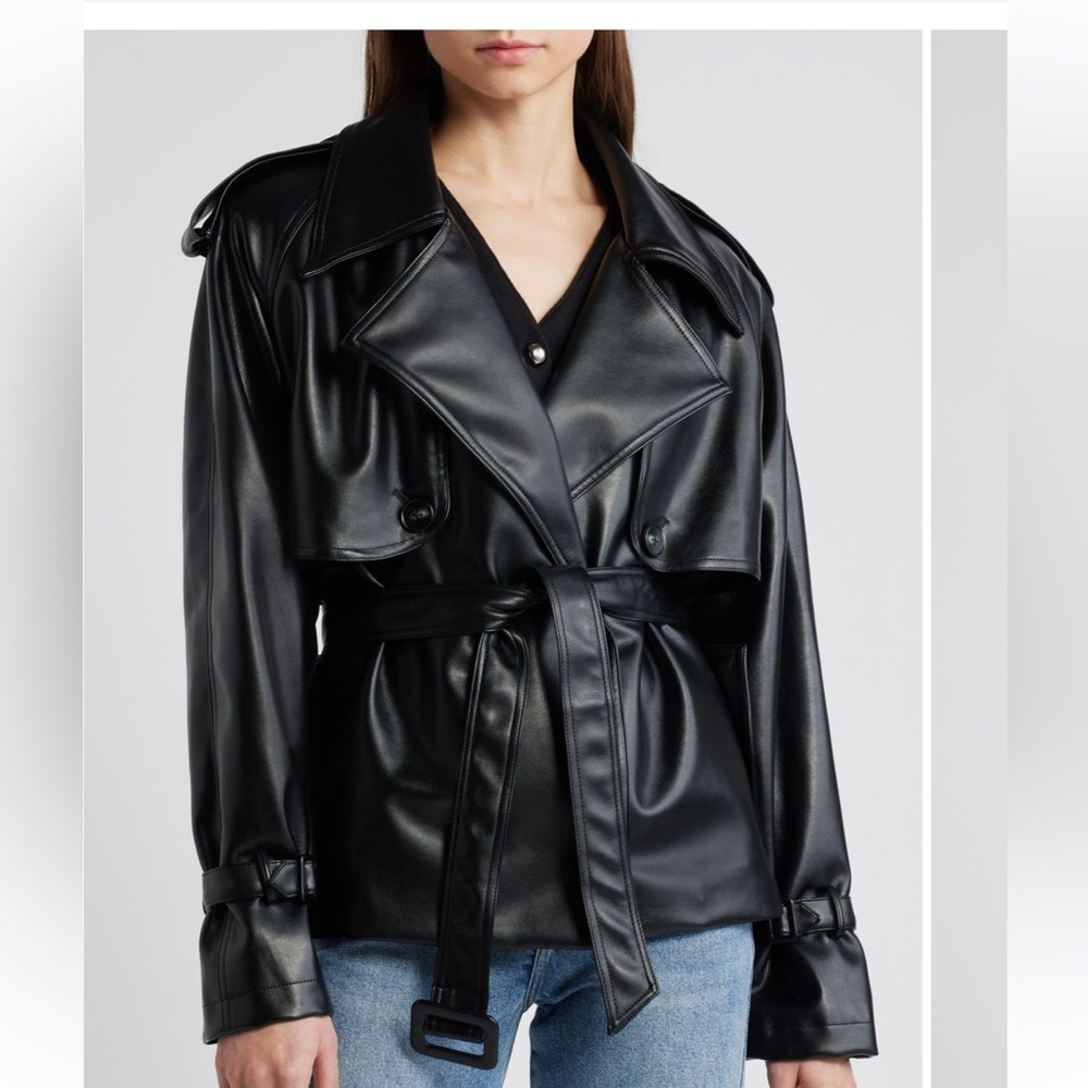 Pixie Market Shiny Black Leather Jacket